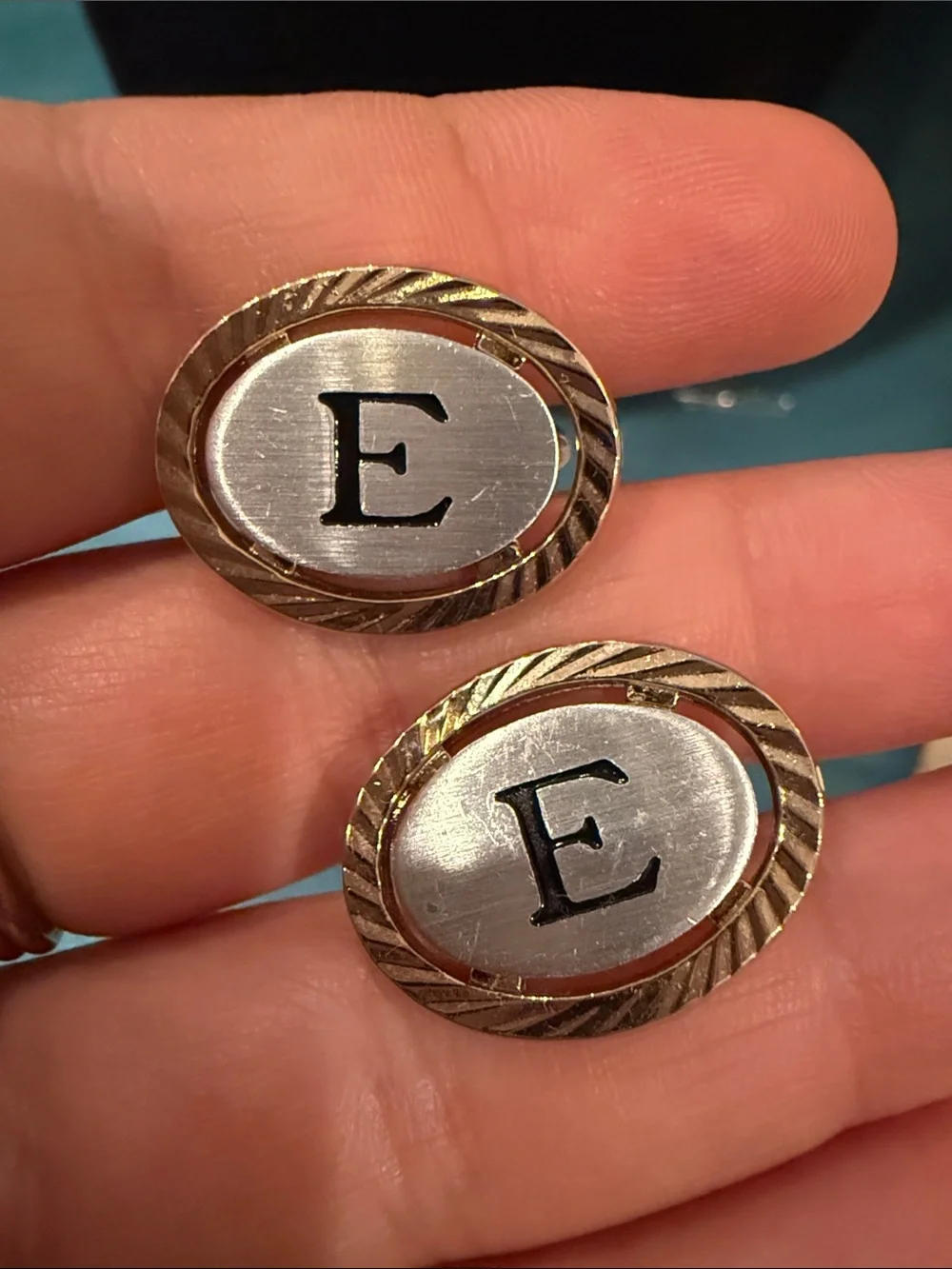 Monogram 'E' Gold-Tone Round Cufflinks